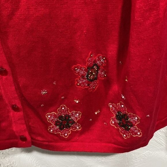 Repartee Woman Embellished Beaded Christmas Snowflake Sweater Cardigan 1X - Picture 4 of 6